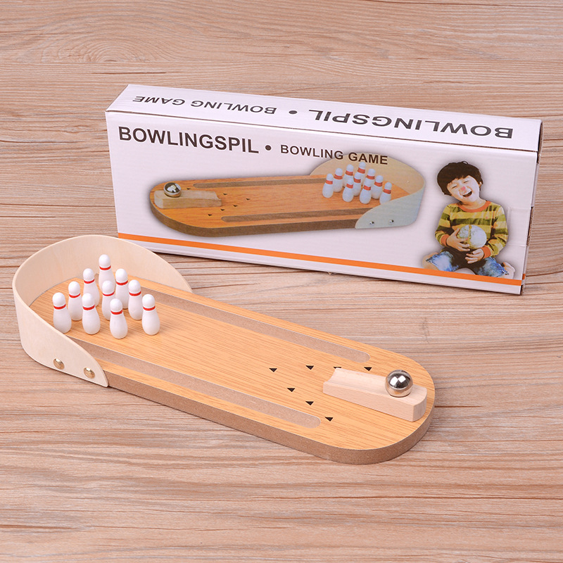 Children's Educational Mini Bowling Wooden for Adults Stress Relief Parent-child Interaction Leisure Tabletop Game Toy