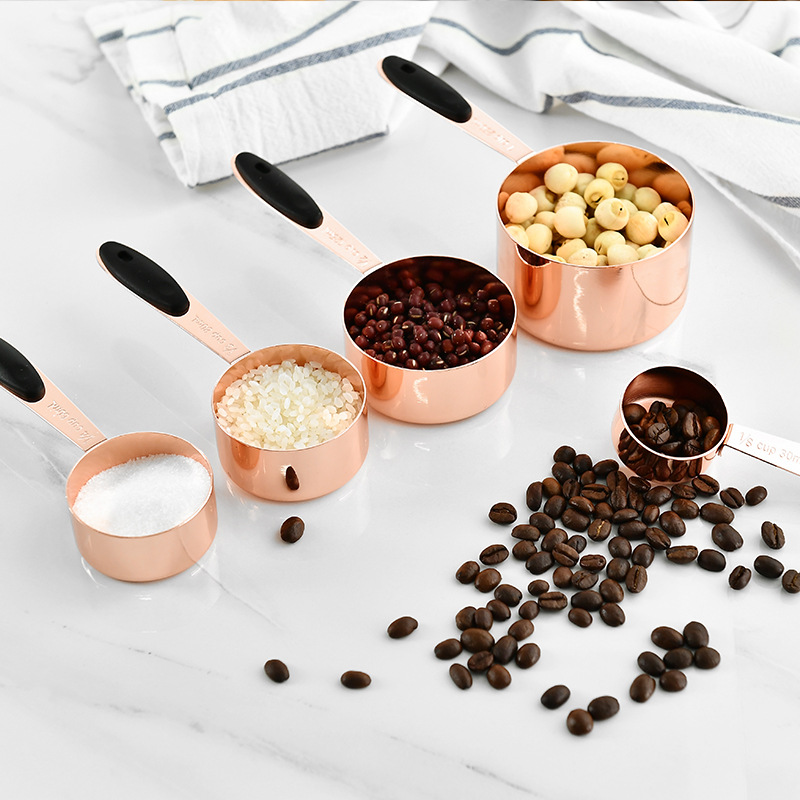 DIY Baking Tool Rose Gold Stainless Steel Measuring Cup 5-Piece Set Measuring Cup Baking Set