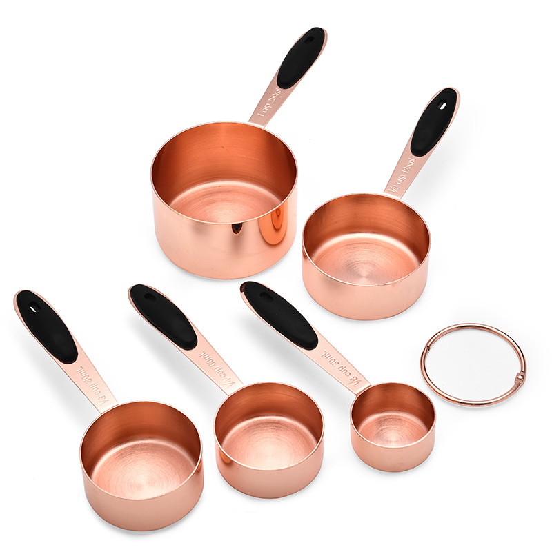 DIY Baking Tool Rose Gold Stainless Steel Measuring Cup 5-Piece Set Measuring Cup Baking Set