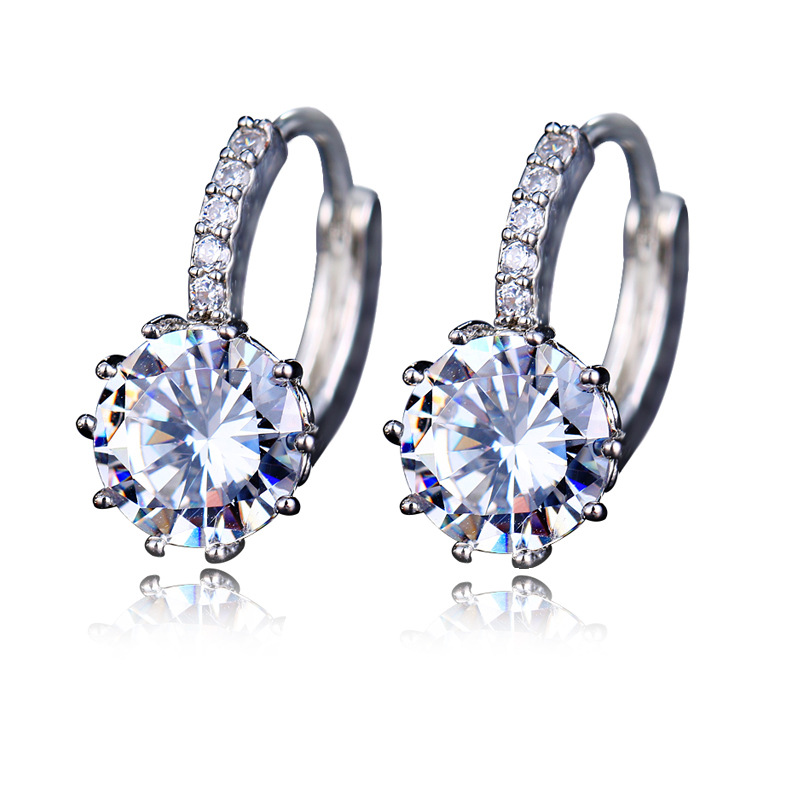 New multicolor zirconia inlaid women's earrings, simple and fresh accessories, ear hoops, ear ornaments