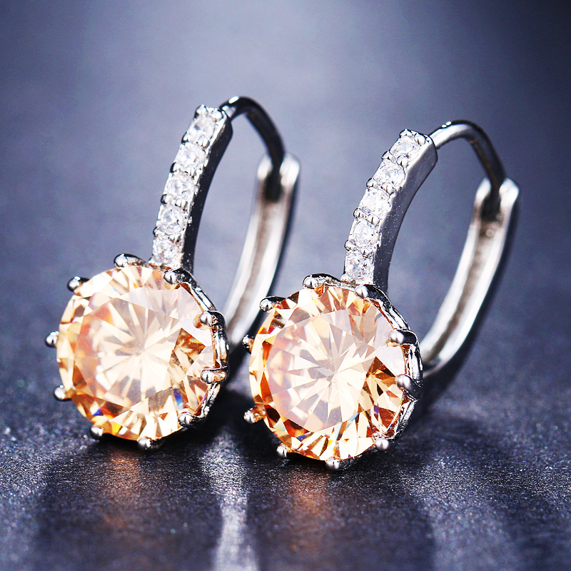 New multicolor zirconia inlaid women's earrings, simple and fresh accessories, ear hoops, ear ornaments