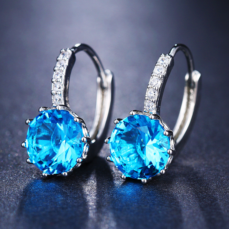 New multicolor zirconia inlaid women's earrings, simple and fresh accessories, ear hoops, ear ornaments