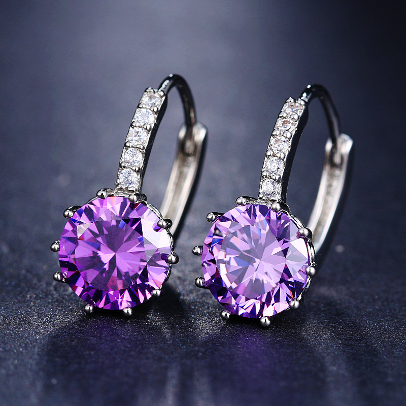 New multicolor zirconia inlaid women's earrings, simple and fresh accessories, ear hoops, ear ornaments