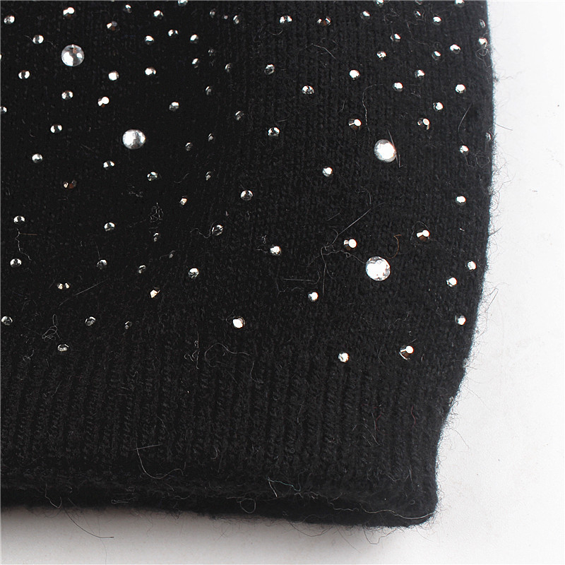 New autumn and winter rhinestone starry sky women's pullover hat cashmere rabbit hair blend knitted hat warm winter hat hot