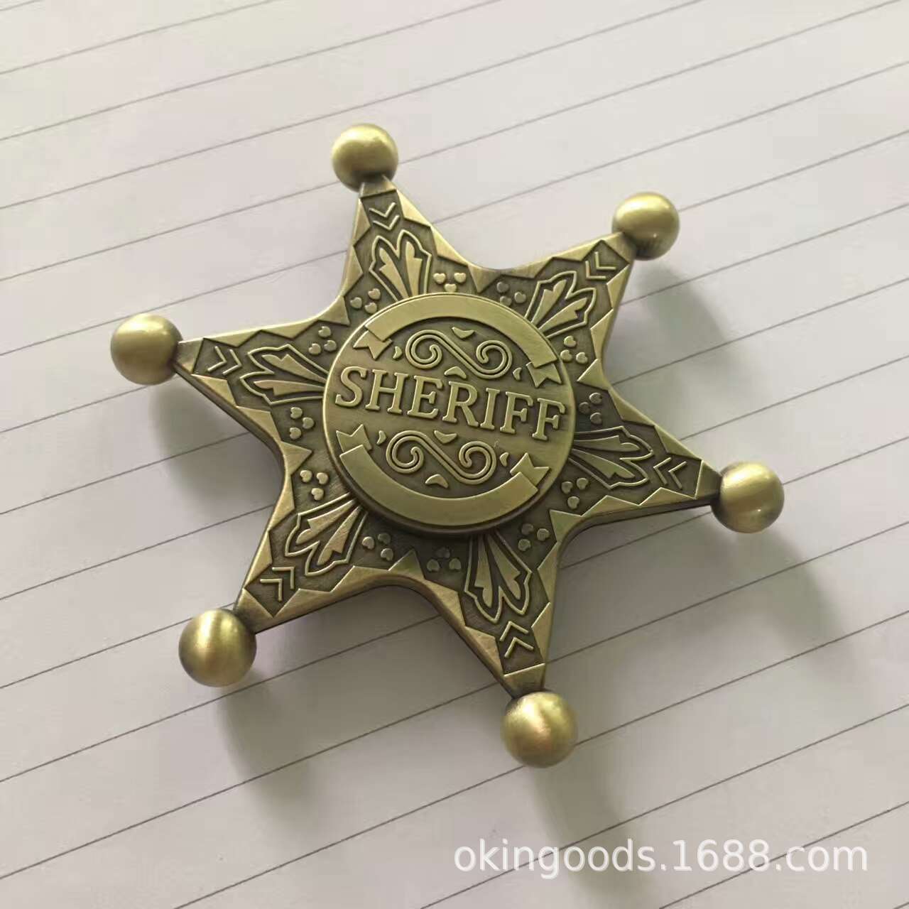 Hexagonal Neptune Sheriff Badge Finger Finger Spinner Child Werewolf Kill Board Game Toy