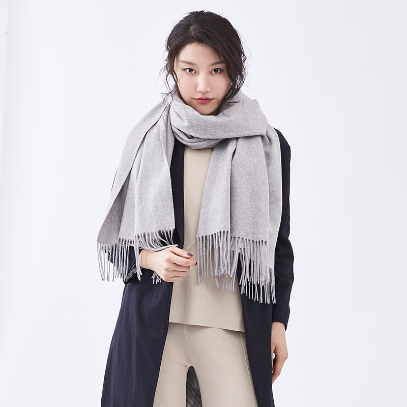 Inner Mongolia autumn and winter women's solid color wool scarf men's plain lamb fleece shawl thick cape