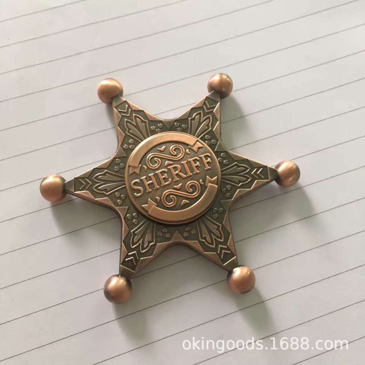 Hexagonal Neptune Sheriff Badge Finger Finger Spinner Child Werewolf Kill Board Game Toy
