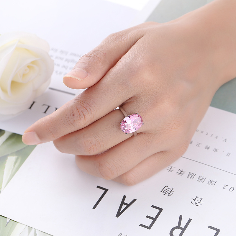 Fashion Jewelry Pink Wedding Apparel Accessories Exaggerated Large Zircon Ring