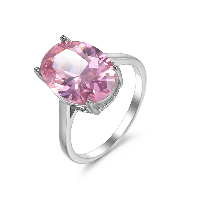 Fashion Jewelry Pink Wedding Apparel Accessories Exaggerated Large Zircon Ring