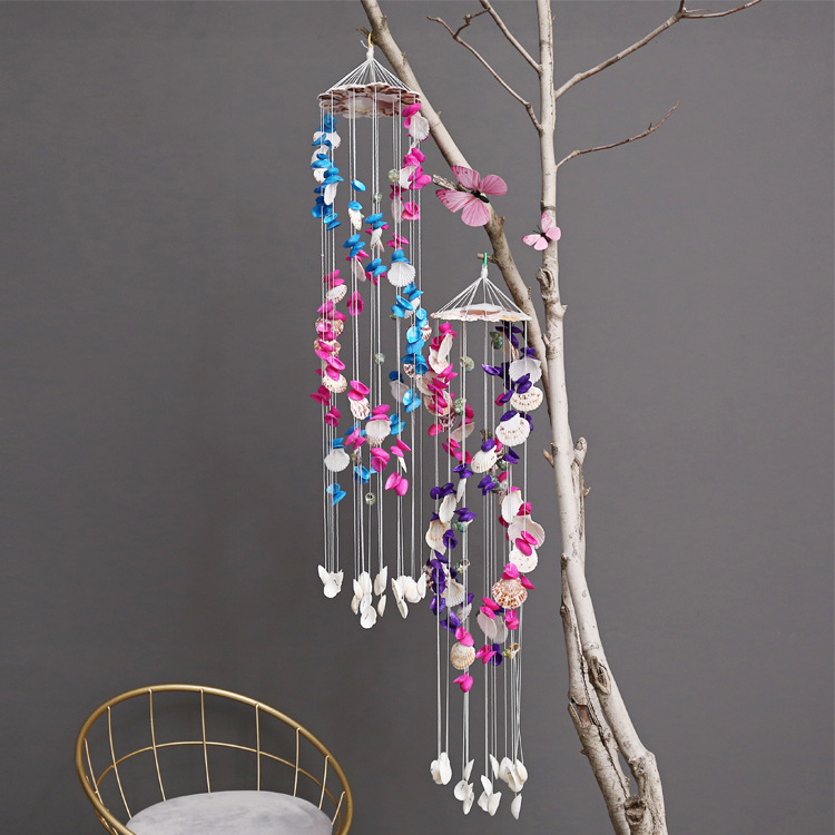 Colorful Shell Exquisite Japanese Style 19-Piece Double Dragon White Color Wind Chime V2623 Decoration Store