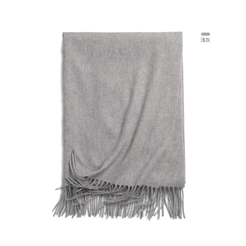 Inner Mongolia autumn and winter women's solid color wool scarf men's plain lamb fleece shawl thick cape
