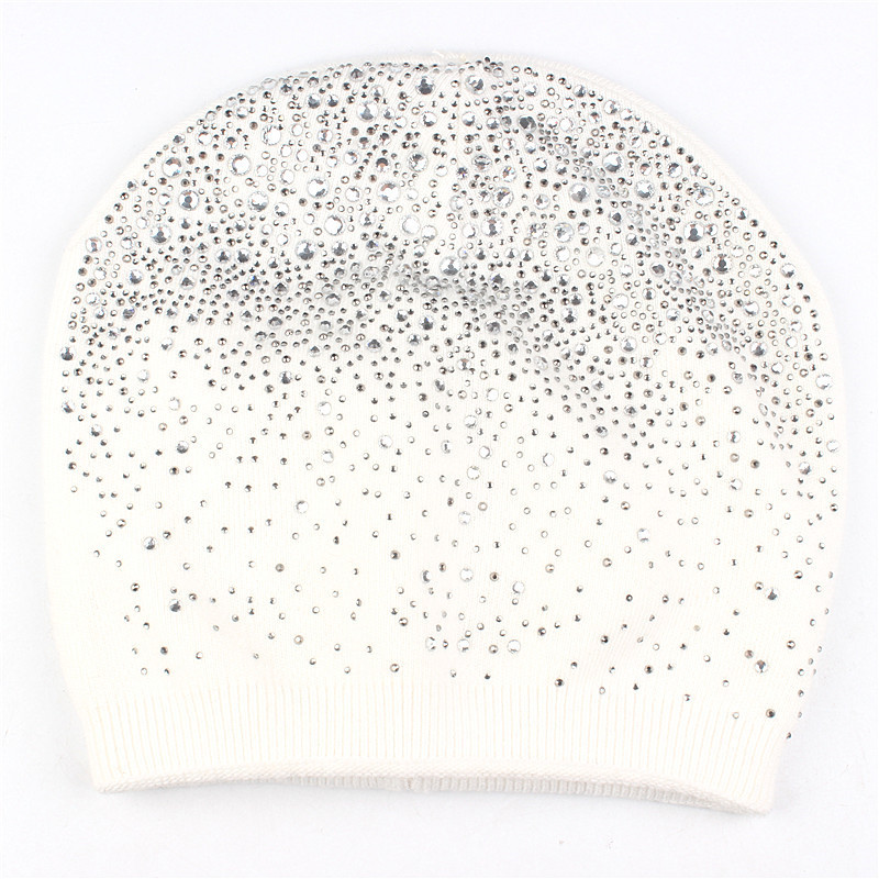 New autumn and winter rhinestone starry sky women's pullover hat cashmere rabbit hair blend knitted hat warm winter hat hot