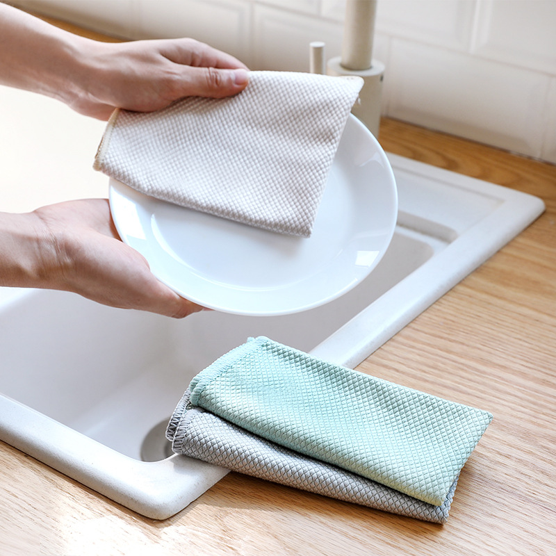 Glass cleaning special fish scale cloth, cleaning cloth, kitchen de-oiling, no trace, water-absorbing towel, no lint, non-greasy