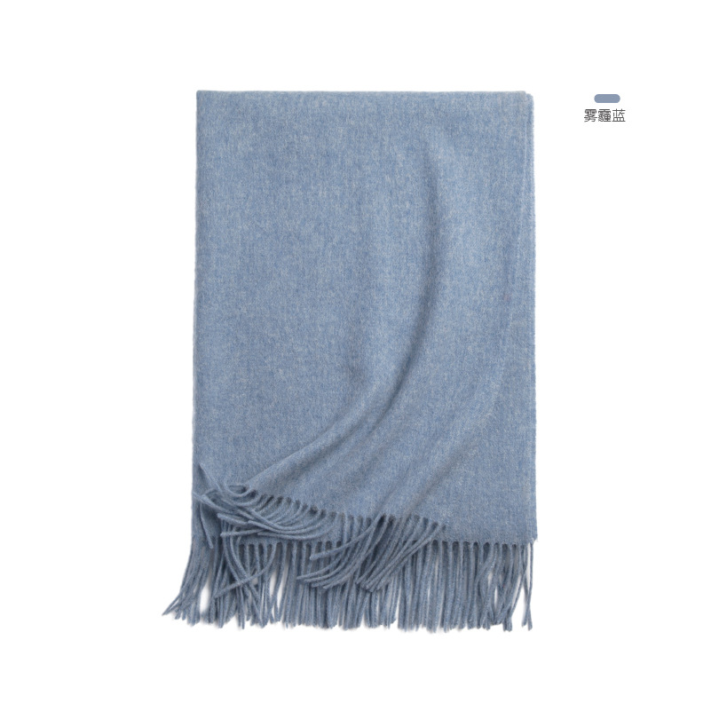 Inner Mongolia autumn and winter women's solid color wool scarf men's plain lamb fleece shawl thick cape