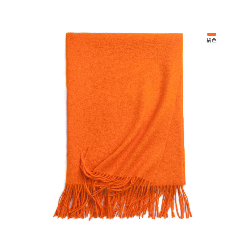 Inner Mongolia autumn and winter women's solid color wool scarf men's plain lamb fleece shawl thick cape