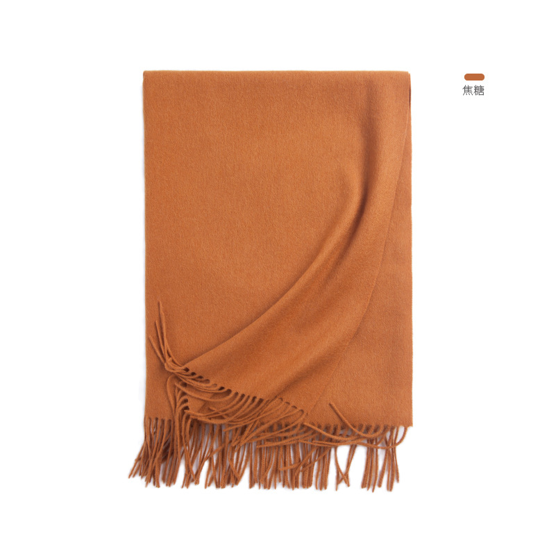 Inner Mongolia autumn and winter women's solid color wool scarf men's plain lamb fleece shawl thick cape