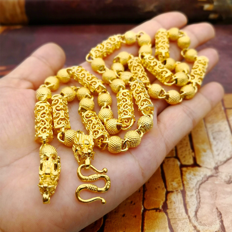 Big gold necklace gold-plated live-streaming sand gold necklace men South Africa tin gold jewelry fire gold inside and outside one color country