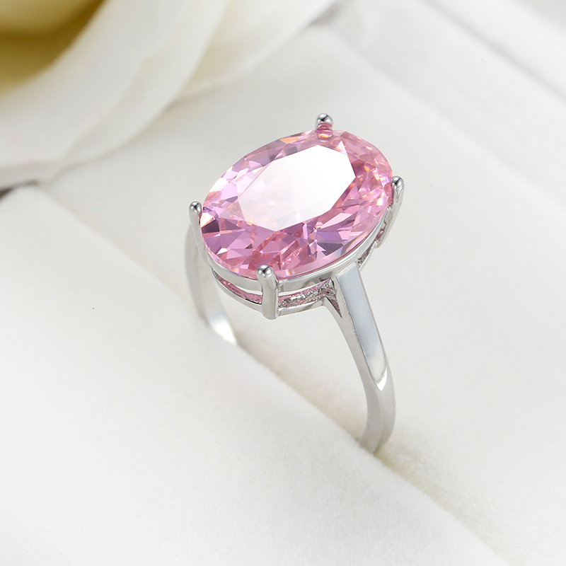 Fashion Jewelry Pink Wedding Apparel Accessories Exaggerated Large Zircon Ring