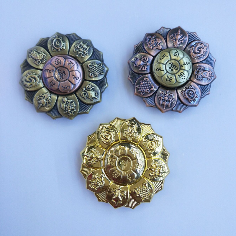 Buddha Lotus Finger Spinner EDC Metal Material Finger Rotating Gyro Meaning Buddha Eye Lotus Wheel Gift Gift