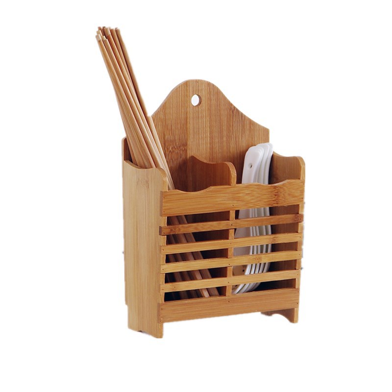Bamboo chopstick holder draining chopstick rack household chopstick holder wall-mounted chopstick box storage rack kitchen supplies