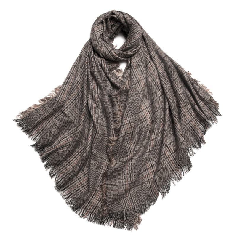 Inner Mongolia pure wool British plaid women's scarf houndstooth shawl autumn and winter neck warmer
