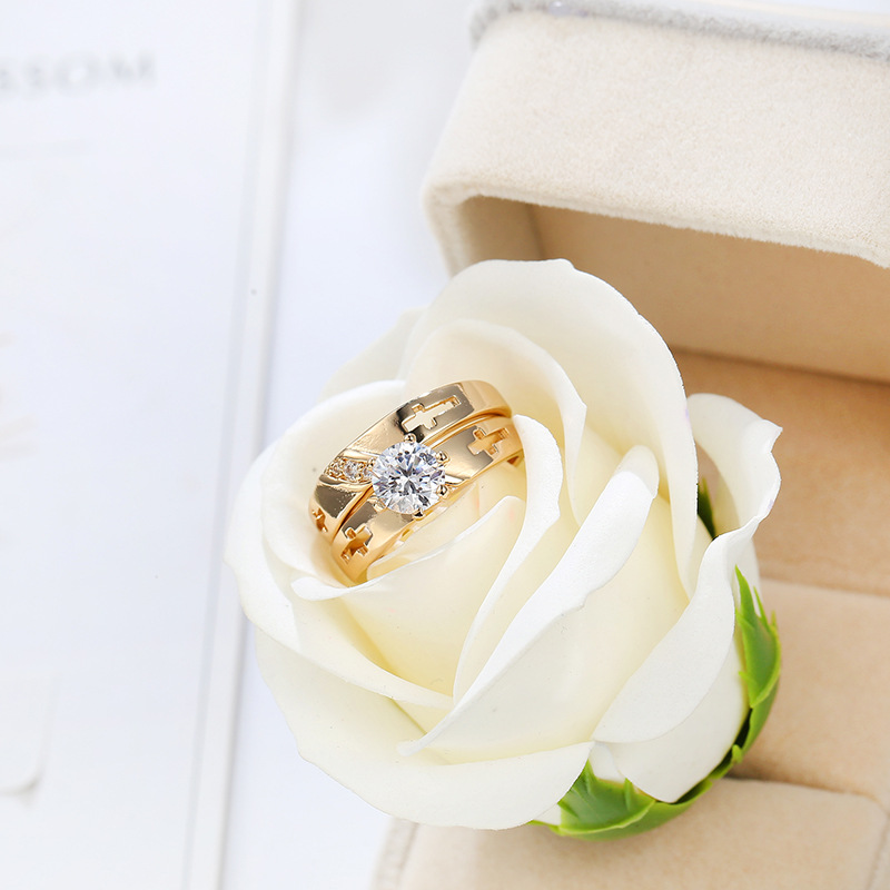 New High-Quality Zircon Cross Jewelry Ring Couple Rings