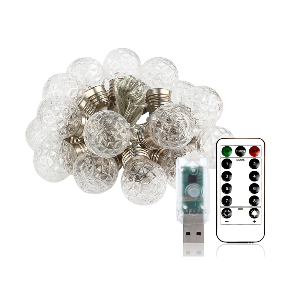Solar LED string light garden stake lawn light remote control solar pineapple bubble light string