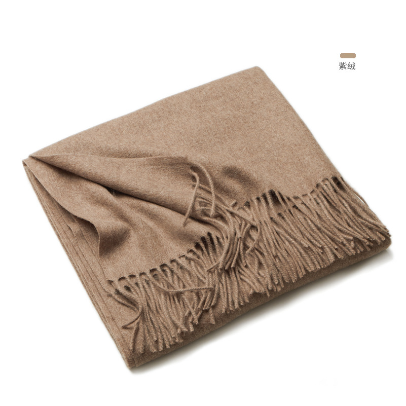 Inner Mongolia autumn and winter women's solid color wool scarf men's plain lamb fleece shawl thick cape