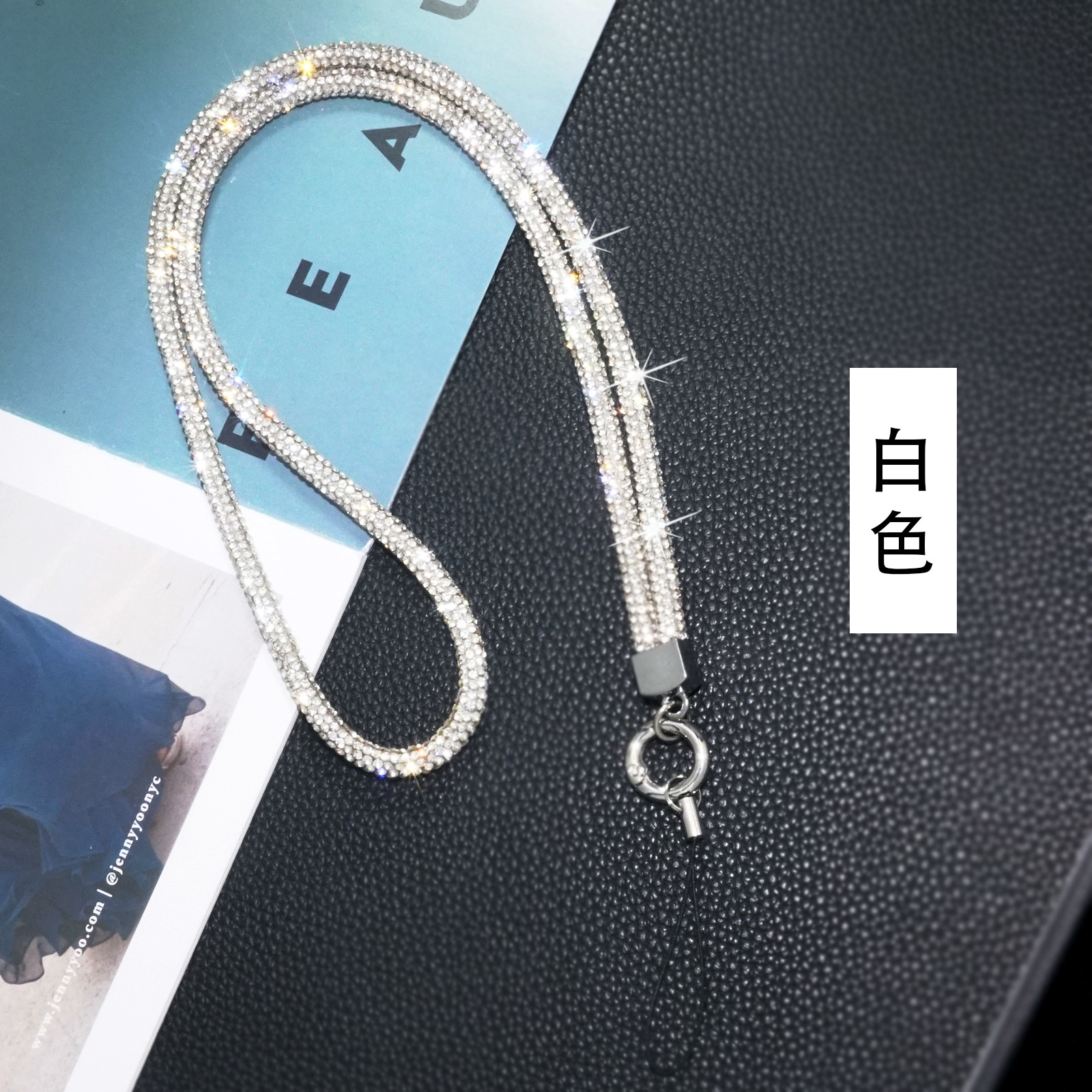 Luxury Rhinestone Phone Lanyard Full Diamond Long Necklace Chain Colorful Diamond Badge Chain New