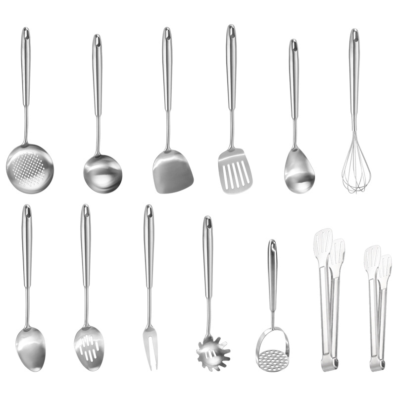 Stainless steel spatula, cookware, kitchen tools, household hanging hole soup spoon, slotted spoon, frying spatula, stir-fry spatula set