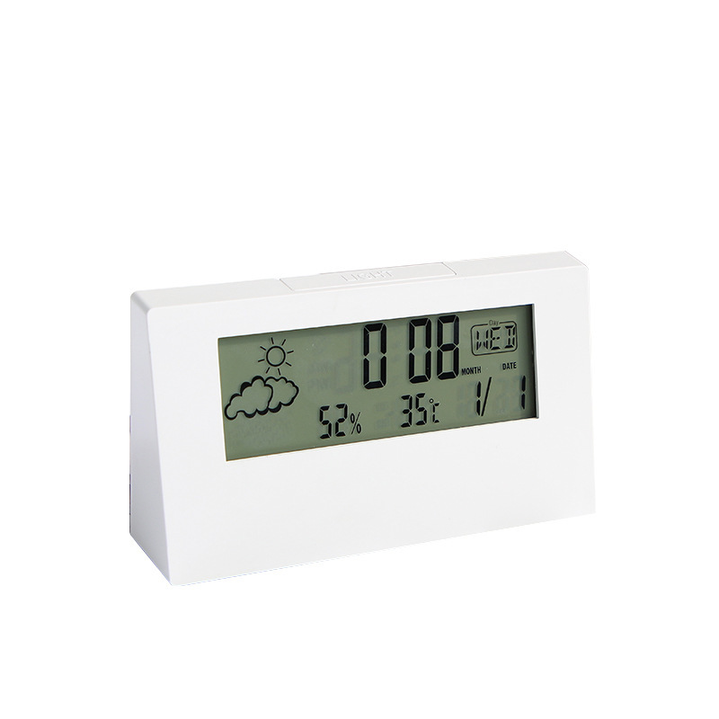 LCD Clock Thermo-hygrometer Electronic Alarm Clock Transparent Weather Display Children Student Small Alarm Clock