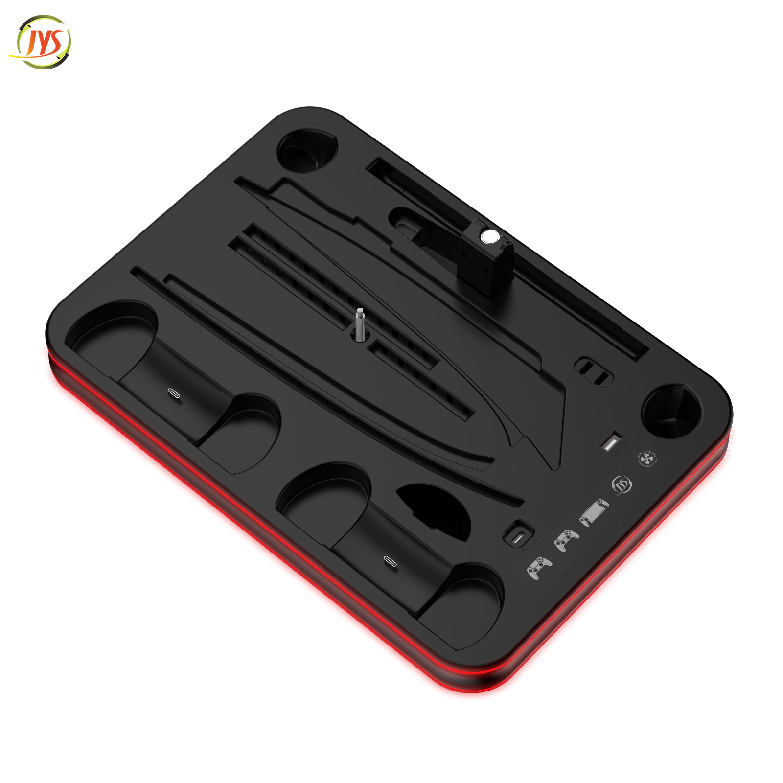 PS5/PS5 Slim multifunctional heat dissipation storage base with headphone holder with RGB colorful light JYS-P5225