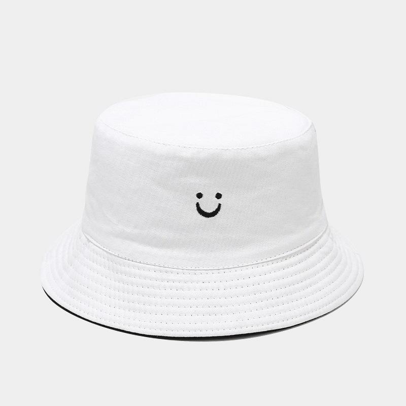 New Smiley Face Reversible Bucket Hat for Men and Women, Street Basin Cap, Travel Sun Hat, Couple Hat