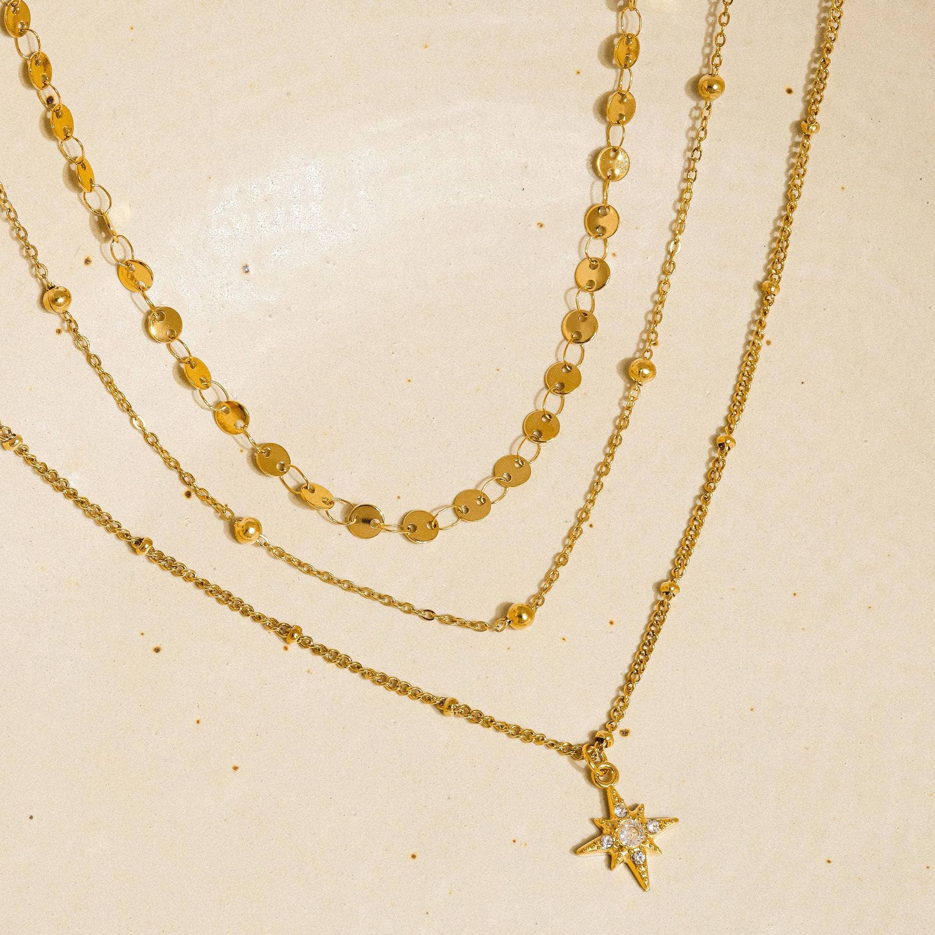 Jieding jewelry stainless steel eight-pointed star necklace multi-layer collarbone chain titanium steel accessories