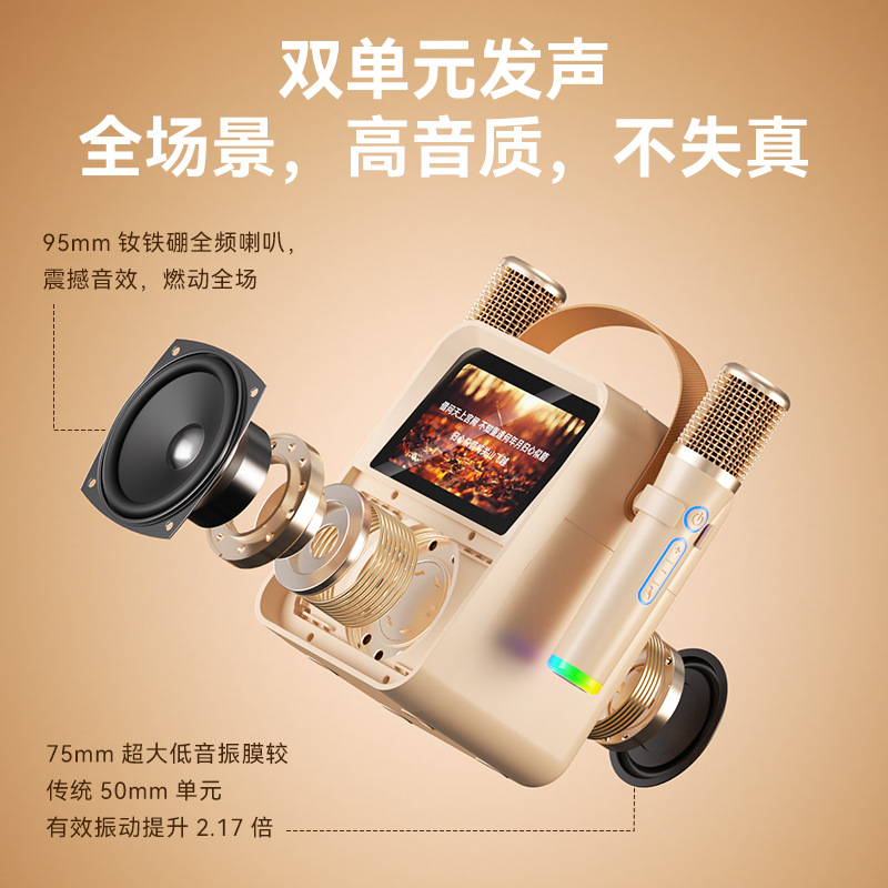 Kelaixun T116 home KTV lyrics speaker home microphone K song all-in-one with display speaker set
