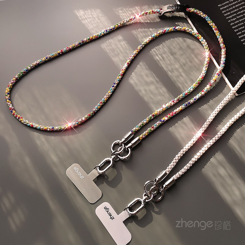 Crossbody sparkly diamond phone strap women's small fragrance style outdoor long travel phone chain bag strap