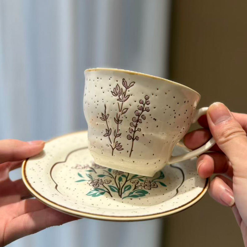 Floral coffee cup latte art latte afternoon tea stunning niche coffee cup saucer