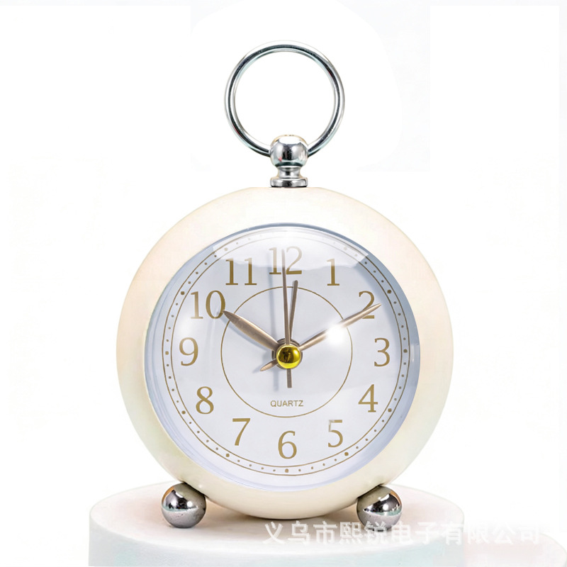 Metal Alarm Clock Dome with Night Light Children Student Desktop Bedside Silent Clock