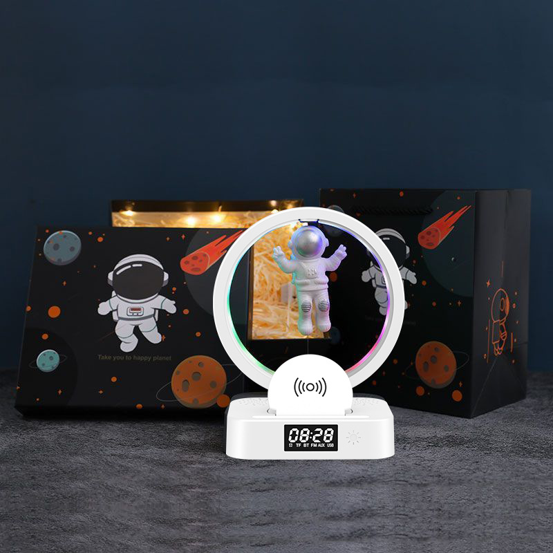 Magnetic levitation astronaut Bluetooth speaker clock spaceman audio RGB computer subwoofer birthday gift - gift box