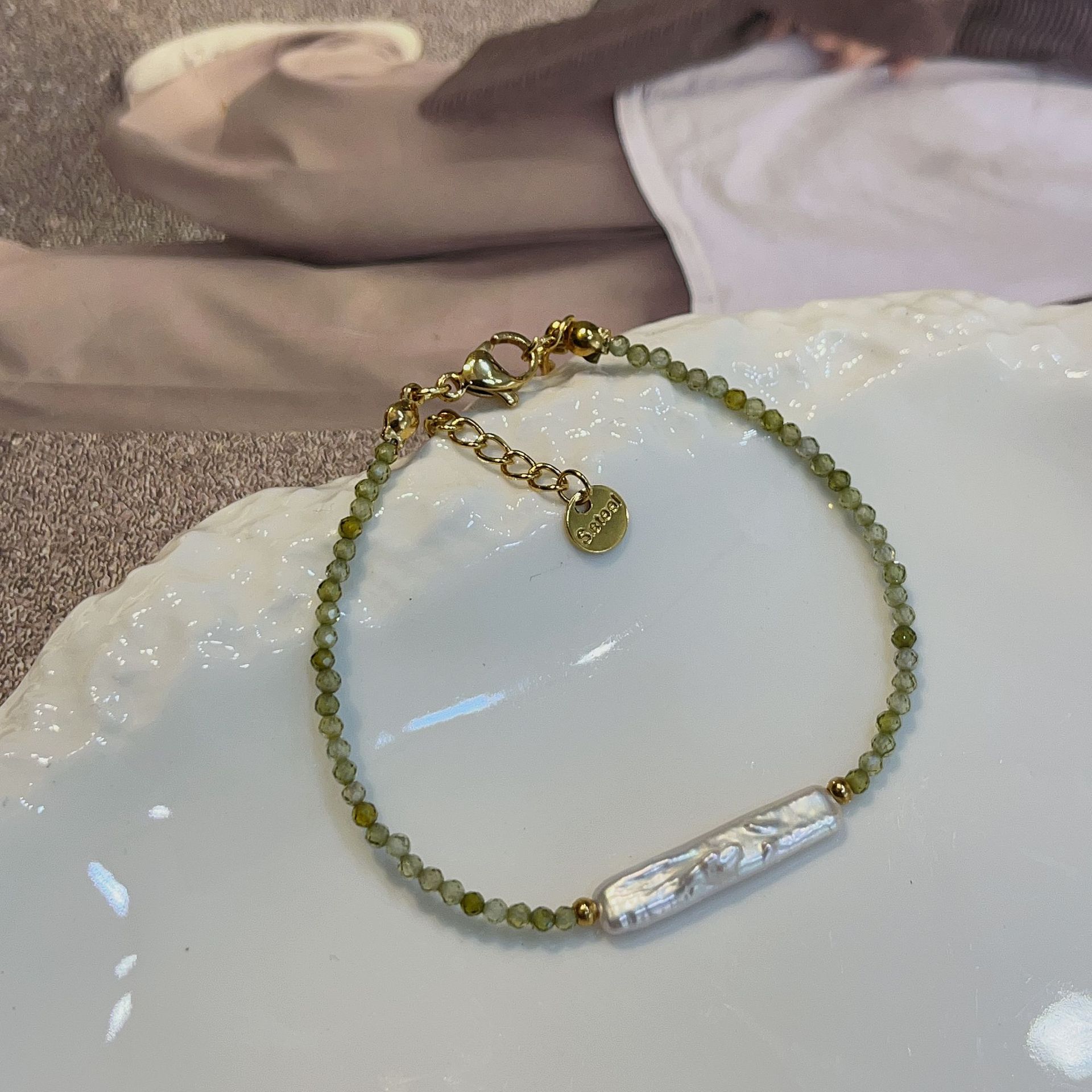 Yuanyou spring summer new mung bean olive cut natural zirconia super flash collarbone chain simple necklace