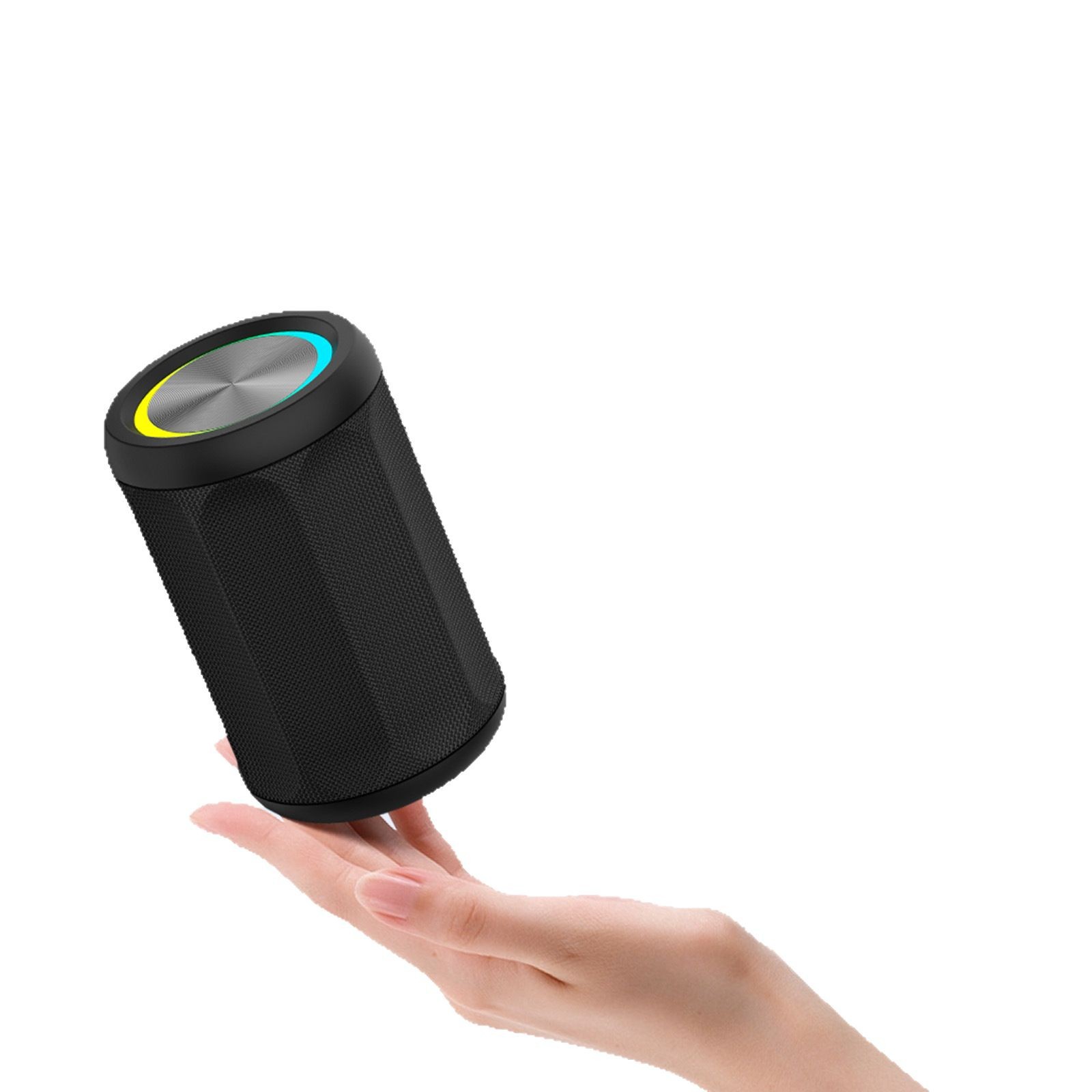 New wireless Bluetooth speaker outdoor waterproof portable super subwoofer with RGB light cylindrical fabric speaker
