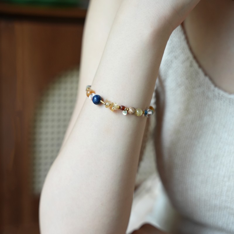 「Moss Green」Original Chinese-style natural multi-gem career bracelet, fortune and luck bracelet, gift