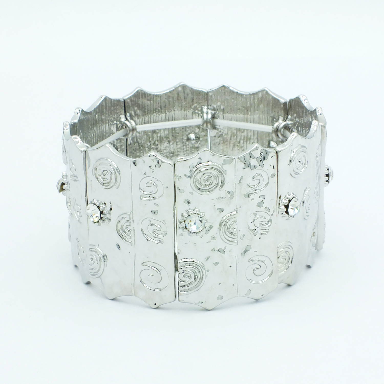 B14 Accessories Mixed Batch Silver Plated Rhinestone Geometric Elastic Bracelet