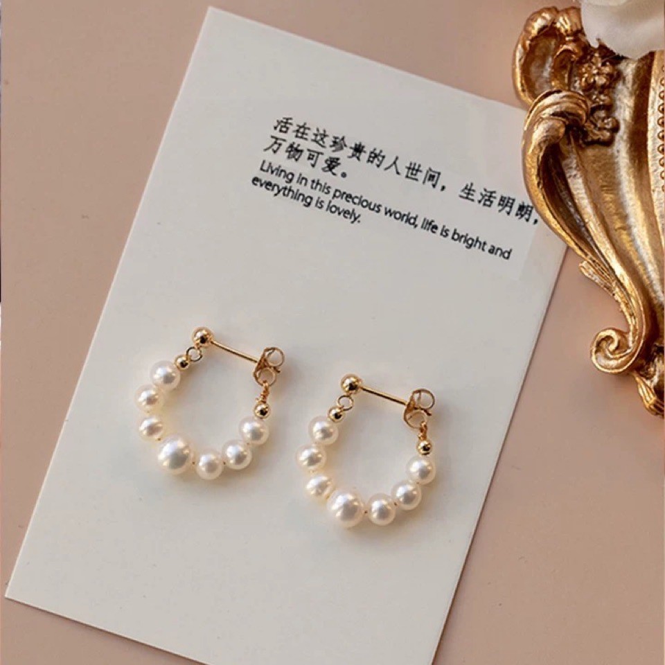 Aesthetics! Natural freshwater pearl 14K gold-filled earrings, minimalist and niche ear accessories