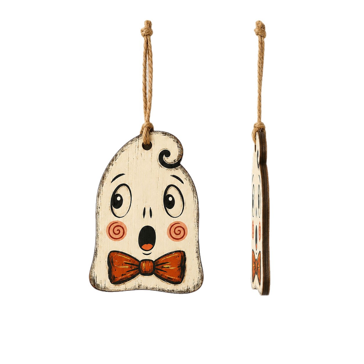 Halloween Wooden Color Print Hanging Ornament Pumpkin Black Cat Ghost Mummy Small Hanging Decoration Home Wall Branch Decoration