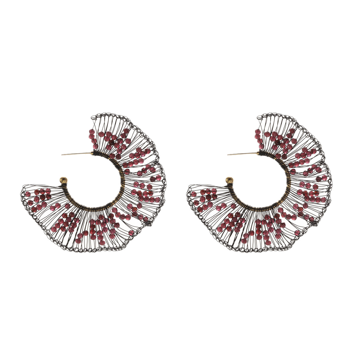 NALA Handmade Copper Wire Woven Fan-shaped Earrings Women Feel Earrings