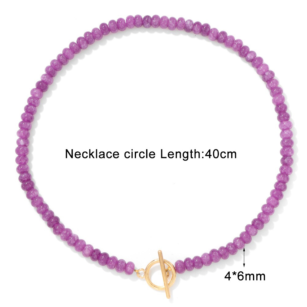 4*6 Abacus Bead Stone Beaded Necklace Women KC Gold OT Clavicle Chain Accessory