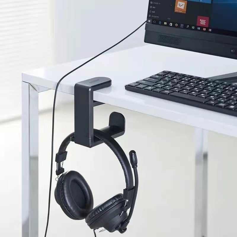 Clip-on headphone stand for desk edge, gaming headset hanger storage stand no drilling needed