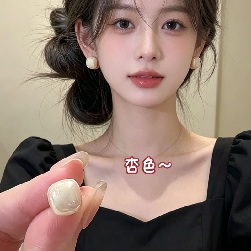 S925 Sterling Silver Needle Small Square Sugar Pearl Earrings for Women 2026 New Ear Accessories Square Earrings