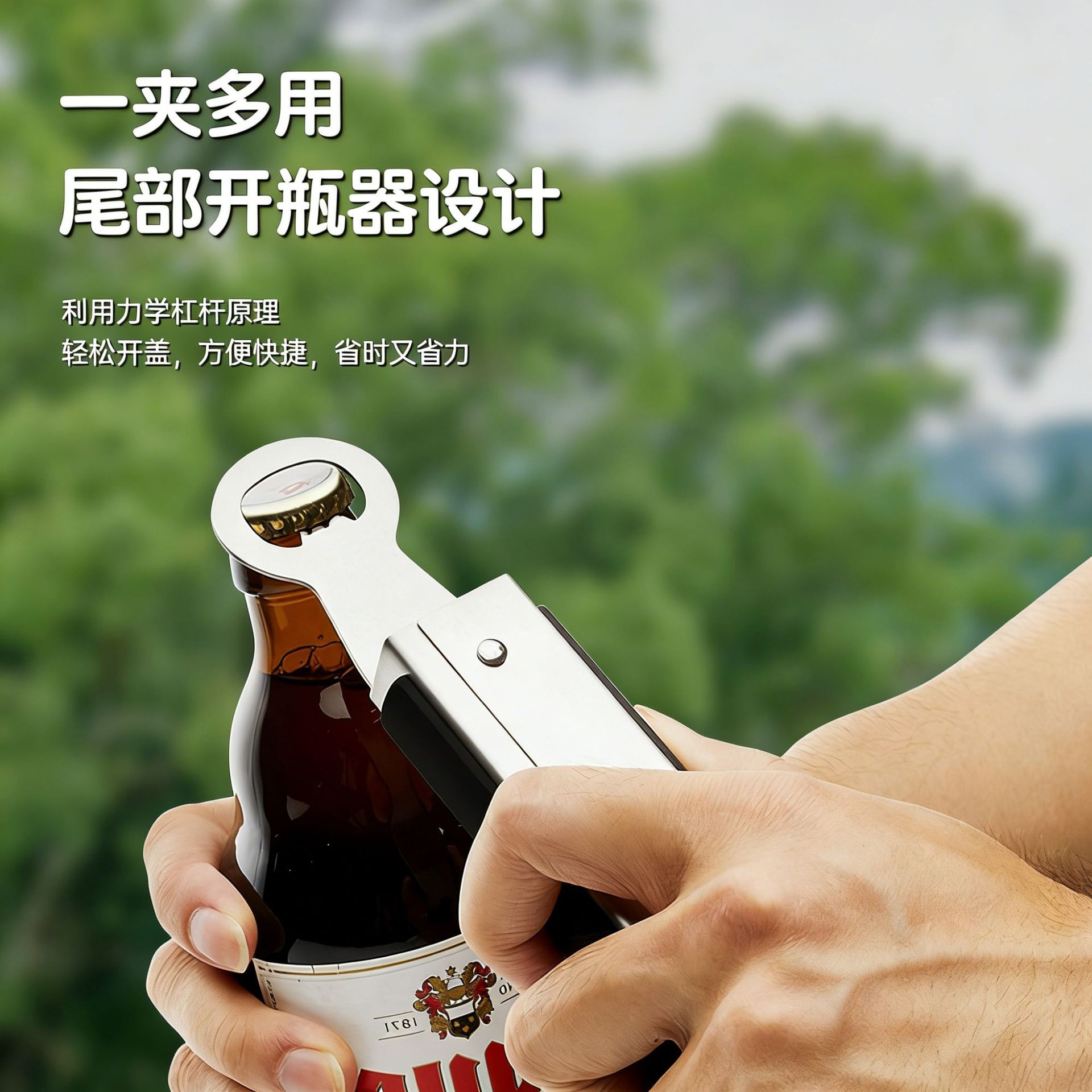 Outdoor Stainless Steel BBQ Tongs Multi-Function Heat-Proof Food Tongs with Bottle Opener 430 Steel BBQ Clips